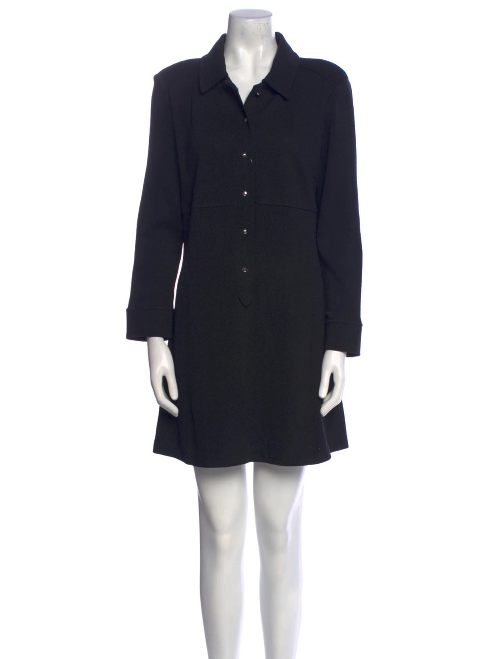 St. John Collection Black Button-Front Mini Dress